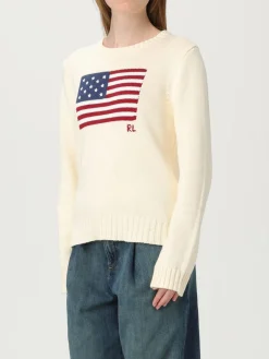 Maglia a girocollo in cotone con Bandiera Polo Ralph Lauren