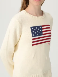 Maglia a girocollo in cotone con Bandiera Polo Ralph Lauren