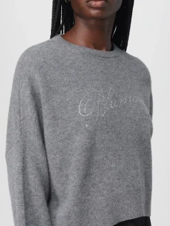 Maglia a girocollo in lana con logo di strass Blumarine