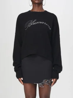 Maglia a girocollo in lana con logo di strass Blumarine