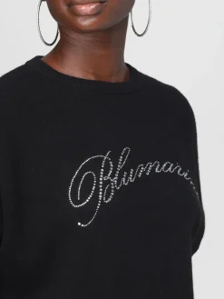 Maglia a girocollo in lana con logo di strass Blumarine