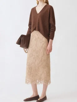 Maglia a v in lana con paillettes Fabiana Filippi