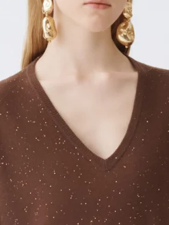 Maglia a v in lana con paillettes Fabiana Filippi
