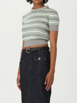 Maglia crop in misto lana a righe Self-Portrait