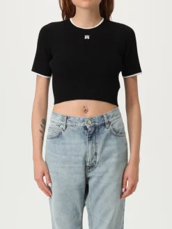 Maglia crop in misto viscosa con mini logo Amiri
