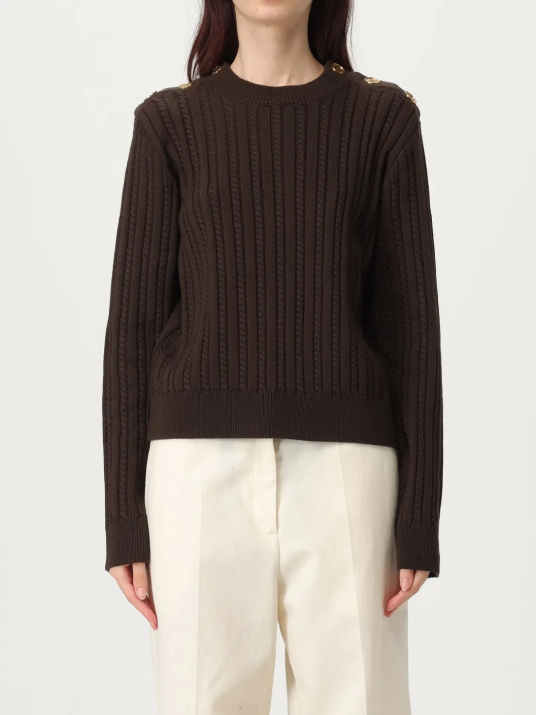 Maglia in lana vergine a coste con bottoni Golden Goose