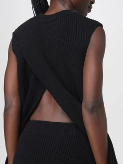 Maglia smanicata Jil Sander in lana a coste