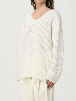 Maglione a v in cashmere e lana vergine a nido ape