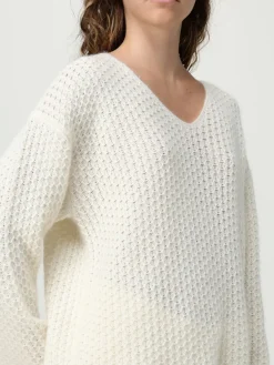 Maglione a v in cashmere e lana vergine a nido ape