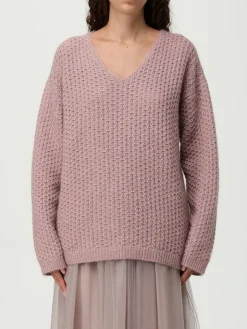 Maglione a v in cashmere e lana vergine a nido ape