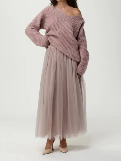 Maglione a v in cashmere e lana vergine a nido ape