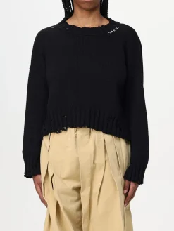 Maglione crop di cotone Marni con rotture