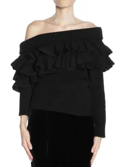 Manica lunga asimmetrico con rouche misto cachemire