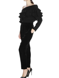 Manica lunga asimmetrico con rouche misto cachemire