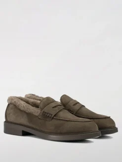 Mocassino Doucal's in camoscio e pelliccia