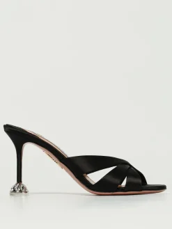 Mules Aquazzura in raso con dettaglio gioiello