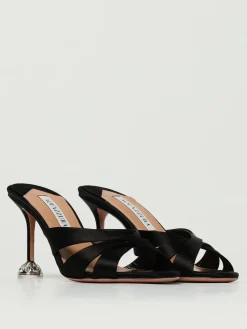 Mules Aquazzura in raso con dettaglio gioiello