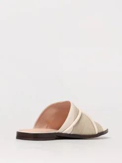 Mules Coccinelle in canvas di lino e pelle