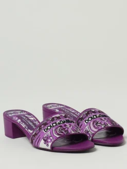 Mules Dolce & Gabbana in pelle e cotone con ricamo maiolica