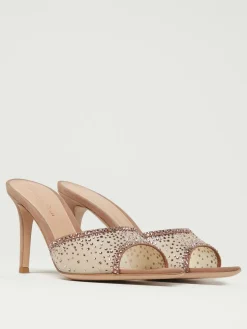 Mules Gianvito Rossi in nylon a rete e camoscio con cristalli