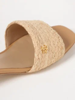 Mules Lauren Ralph Lauren in rafia di canapa intrecciata e pelle