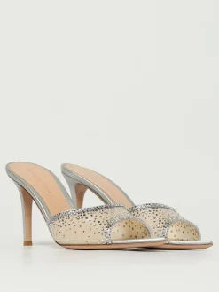 Mules Rania Gianvito Rossi in pelle laminata e nylon a rete con strass