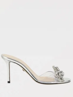 Mules Stud Bow Mach&Mach in pelle laminata e pvc