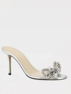 Mules Stud Bow Mach&Mach in pelle laminata e pvc