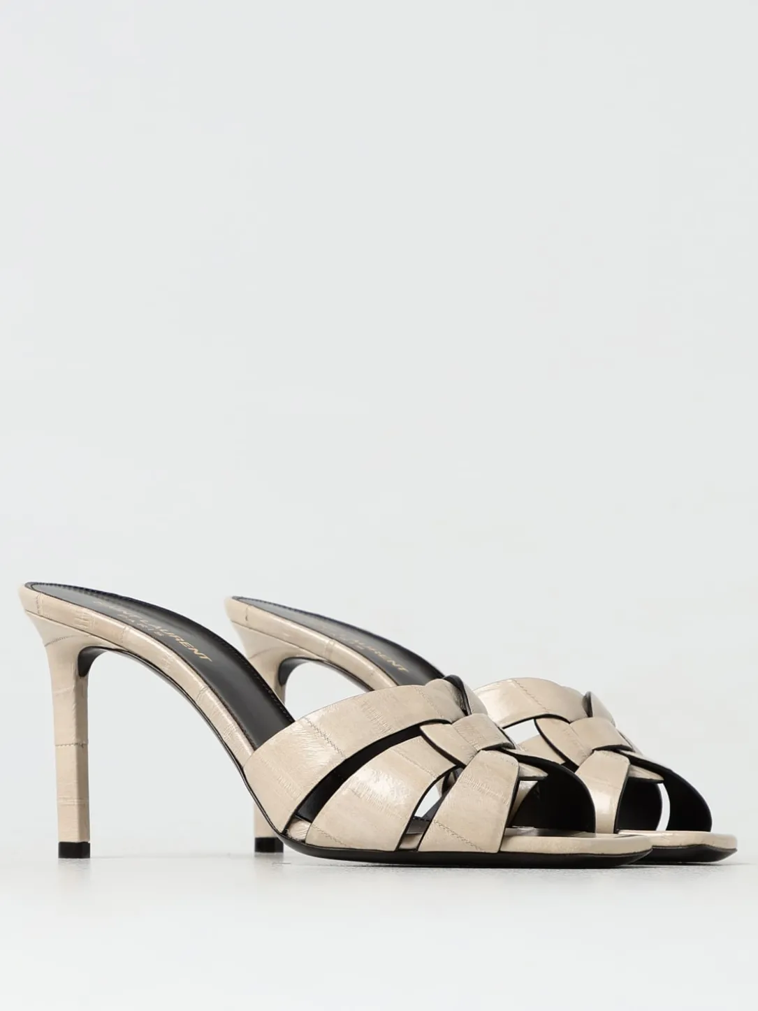 Mules Tribute Saint Laurent in pelle stampa cocco