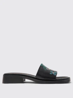 Mules Twins Camper in pelle con ricamo floreale