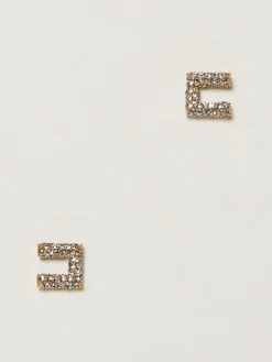 Orecchini Elisabetta Franchi in ottone con strass incastonati