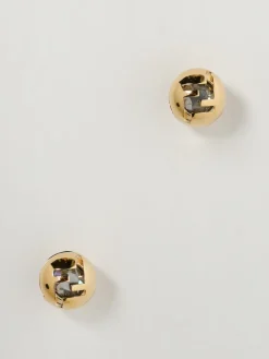 Orecchini logo perle Fendi in ottone con strass incastonati