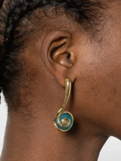 Orecchini Panconesi in ottone placcato oro con pietre