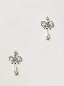 Orecchini Self-Portrait in ottone con strass e perle sintetiche