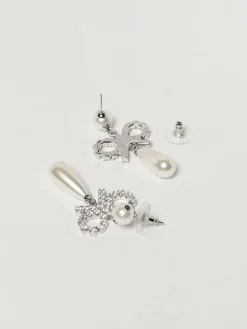 Orecchini Self-Portrait in ottone con strass e perle sintetiche