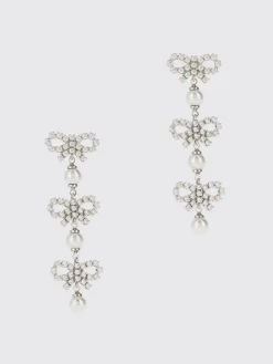 Orecchini Self-Portrait in ottone con strass incastonati e perle sintetiche