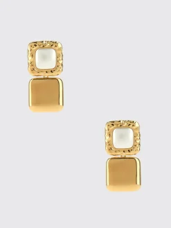 Orecchini Self-Portrait in ottone con perle sintetiche cabochon