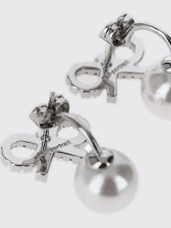 Orecchini Self-Portrait in ottone con strass incastonati e perle sintetiche