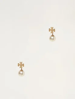 Orecchini Tory Burch in ottone con perle sintetiche