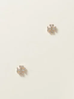 Orecchini Tory Burch in ottone con strass incastonati