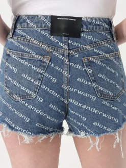 Pantaloncino Alexander Wang in denim con stampa logo