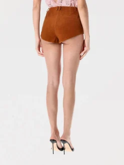 Pantaloncino culotte Self-Portrait in pelle scamosciata