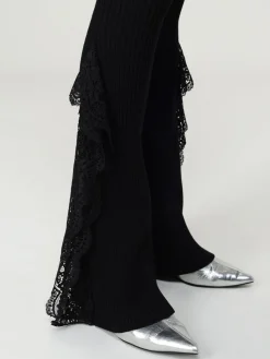 Pantalone a zampa Blumarine in viscosa stretch a coste