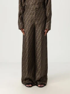Pantalone Fendi in seta con motivo monogram