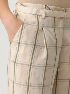 Pantalone in misto lino tartan Liu Jo