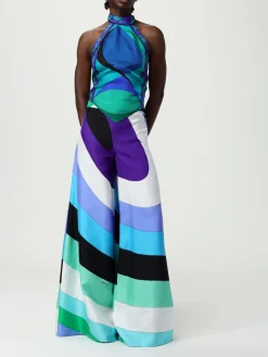 Pantalone Pucci in seta con stampa astratta