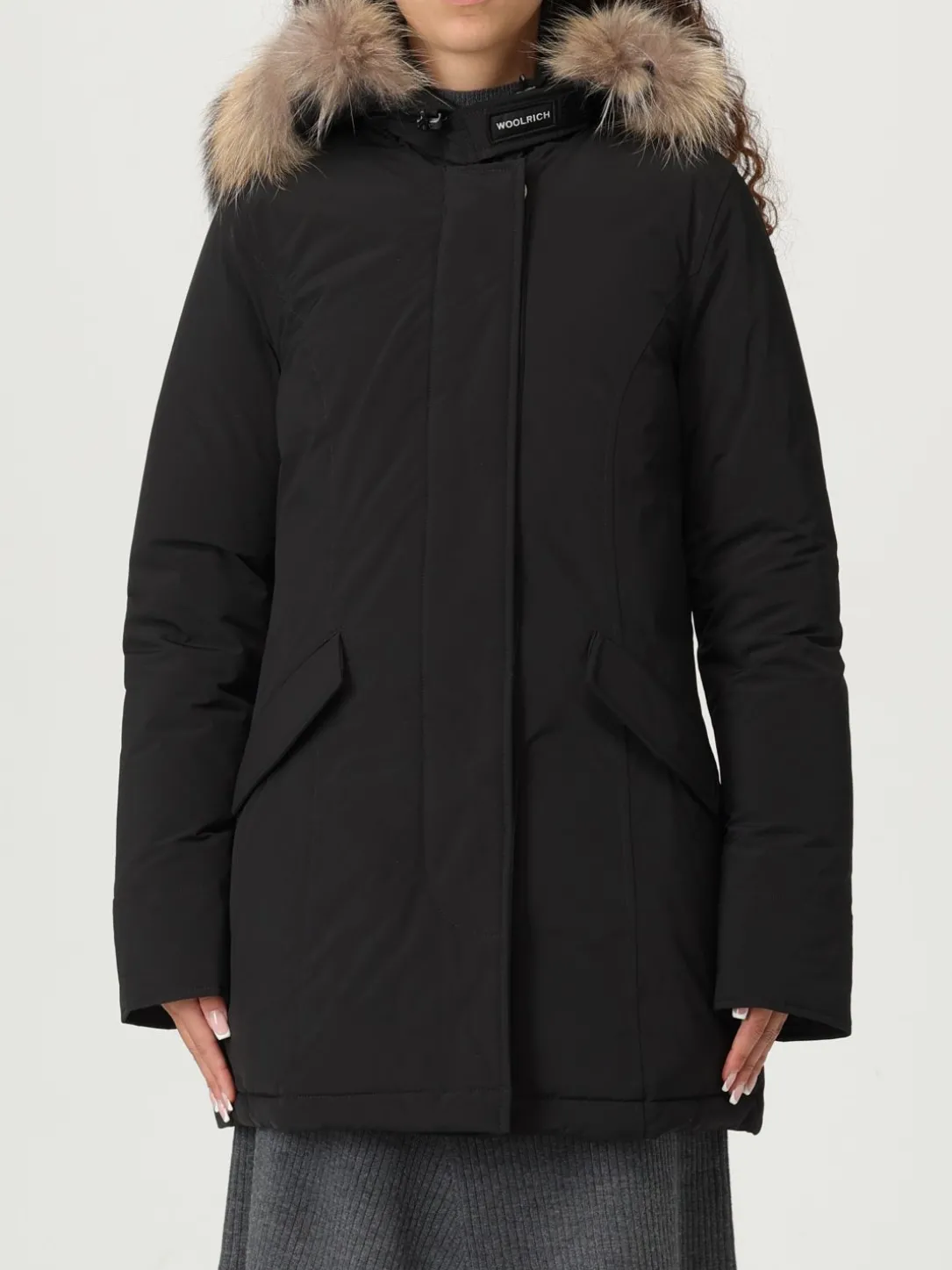 Parka Woolrich in nylon con inserto in pelliccia