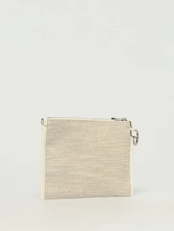 Pochette in iuta con logo Lancel