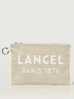 Pochette in iuta con logo Lancel