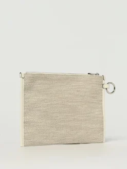 Pochette in iuta con logo Lancel